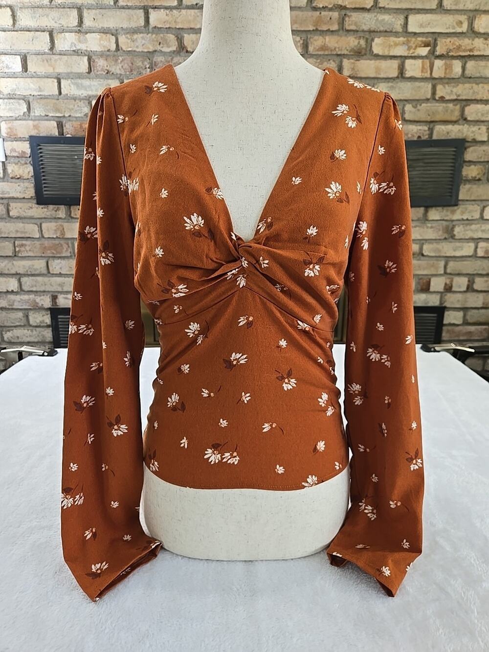 Abercrombie & Fitch NWT Faux Wrap Smocked Boho Blouse Top Womans Sz Sm Festival